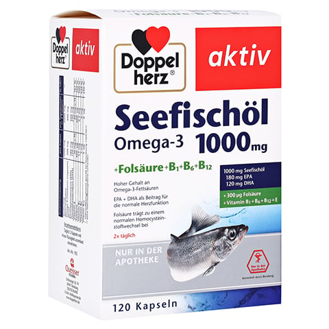 Doppelherz aktiv Seefischl Omega-3 1.000 mg + Folsure + B1 + B6 + B12 Kapseln 120 Stck