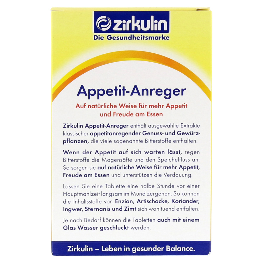 Zirkulin Appetit Anreger Tabletten 30 Stuck Online Bestellen Medpex Versandapotheke