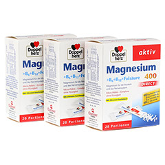 3x DOPPELHERZ Magnesium + B Vitamine Direkt Pellets 20 + 20 + 20 Stck
