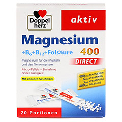 3x DOPPELHERZ Magnesium + B Vitamine Direkt Pellets 20 + 20 + 20 Stck - Vorderseite