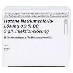 ISOTONE NaCl Lsung 0,9% BC Plast.Amp.Inj.-Lsg. 20x20 Milliliter N3 - Oberseite