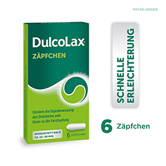 Dulcolax Zpfchen 6 Stk.: Abfhrmittel bei Verstopfung mit Bisacodyl 6 Stck N1 - Info 1