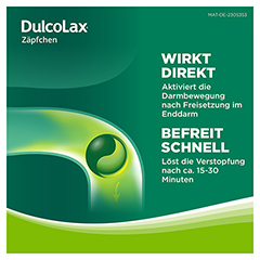 Dulcolax Zpfchen 6 Stk.: Abfhrmittel bei Verstopfung mit Bisacodyl 6 Stck N1 - Info 3