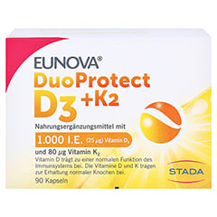 Eunova Duoprotect D3+k2 1000 I.E./80 µg Kapseln 90 Stück - Vorderseite
