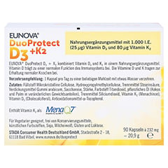 Eunova Duoprotect D3+k2 1000 I.E./80 µg Kapseln 90 Stück - Rückseite