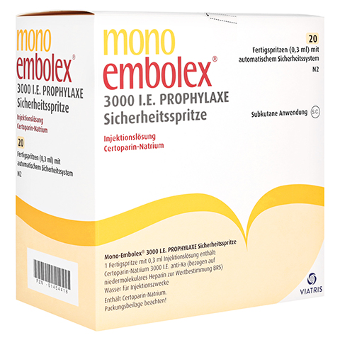 Mono-Embolex 3000 I.E. Prophylaxe Sicherheitsspritze 20 Stck N2