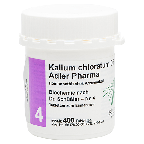BIOCHEMIE Adler 4 Kalium chloratum D 6 Tabletten 400 Stck