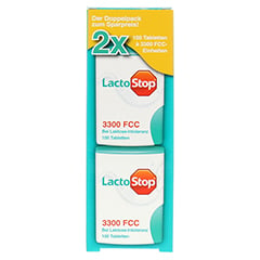 Lactostop 3.300 FCC Tabletten Klickspender Doppelpack 2x100 Stück - Vorderseite