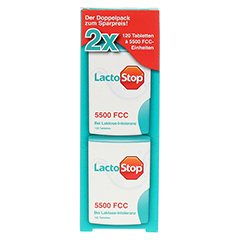Lactostop 5.500 FCC Tabletten Klickspender Doppelpack 2x120 Stück - Vorderseite