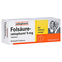 Folsäure-ratiopharm 5mg 20 Stück N1
