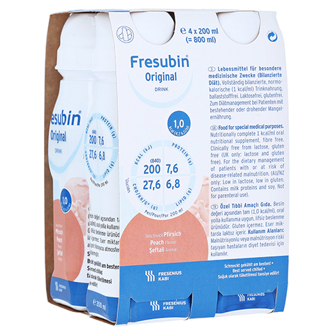 FRESUBIN ORIGINAL DRINK Pfirsich Trinkflasche 4x200 Milliliter