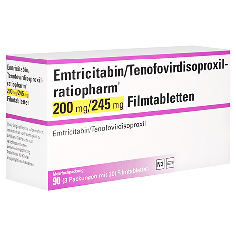Emtricitabin/Tenofovirdisoproxil-ratiopharm 200mg/245mg 3x30 Stck N3