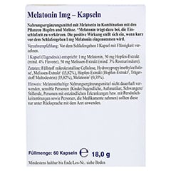 MELATONIN 1 mg Kapseln 60 Stück - Rückseite
