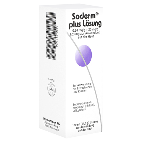 SODERM plus Lsung 0,64 mg/g + 20 mg/g Anw.a.Haut 100 Milliliter N3