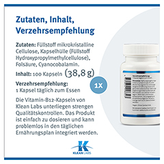 VITAMIN B12+FOLSURE KLEAN LABS Kapseln 100 Stck - Info 5