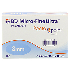BD MICRO-FINE ULTRA Pen-Nadeln 0,25x8 mm 100 Stück - Vorderseite