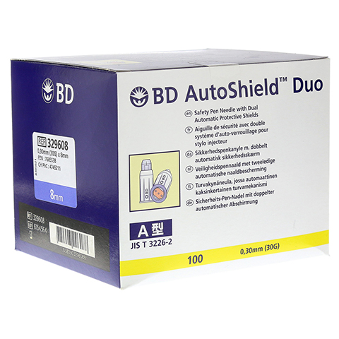 BD AUTOSHIELD Duo Sicherheits-Pen-Nadeln 8 mm 100 Stck