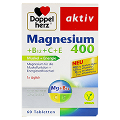 DOPPELHERZ Magnesium 400+B12+C+E Tabletten 60 Stck - Vorderseite
