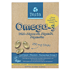 TESTA OMEGA-3 250 mg DHA Kapseln 60 Stück - Vorderseite