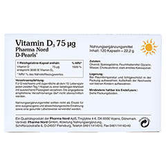 VITAMIN D3 75 µg Pharma Nord D-Pearls Kapseln 120 Stück - Rückseite