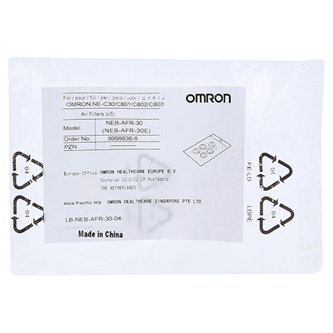 OMRON Vernebler Luftfilter f.C801/C30/C802 5 Stck