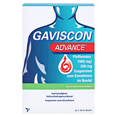 Gaviscon Advance Pfefferminz 1000mg/200mg Dosierbeutel 24x10 Milliliter N2 - Vorderseite
