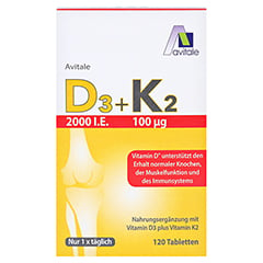 Vitamin D3+K2 2000 I.E. 120 Stück - Vorderseite