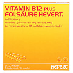 Vitamin B12 Folsäure Hevert Amp.-Paare 2x100 Stück - Vorderseite
