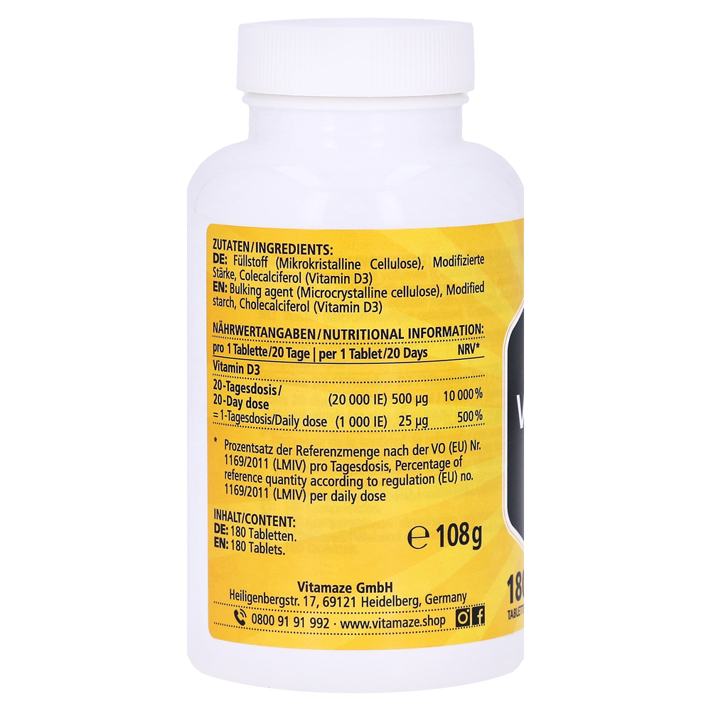 Vitamin D3 20000 Ie Depot Hochdosiert Tabletten 180 Stück