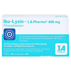 Ibu-Lysin 1A Pharma 400mg 50 Stck N3 - Vorderseite