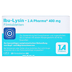 Ibu-Lysin 1A Pharma 400mg 10 Stck N1 - Vorderseite