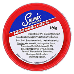 Salmix Salmiakpastillen Zuckerfrei 150 Gramm - Linke Seite