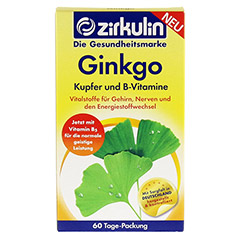 ZIRKULIN Ginkgo Kupfer und B-Vitamine Tabletten 60 Stck - Vorderseite