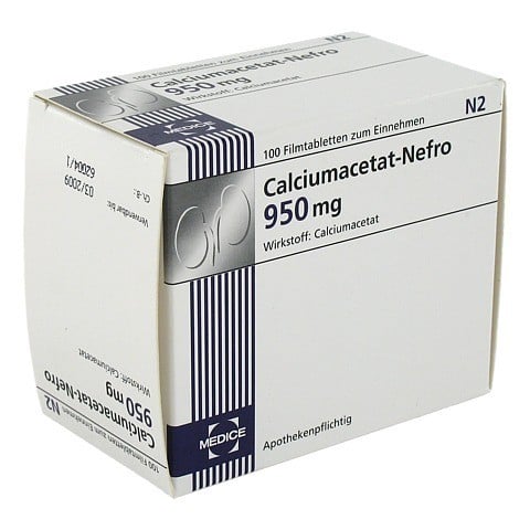 Calciumacetat Nefro 950 mg Filmtabletten 100 Stück N2