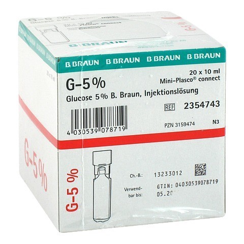 GLUCOSE 5% B.Braun Mini Plasco connect Inj.-Lsg. 20x10 Milliliter N3