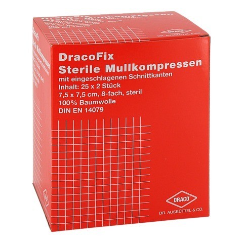 DRACOFIX PEEL Kompressen 7,5x7,5 cm steril 8fach 25x2 Stück