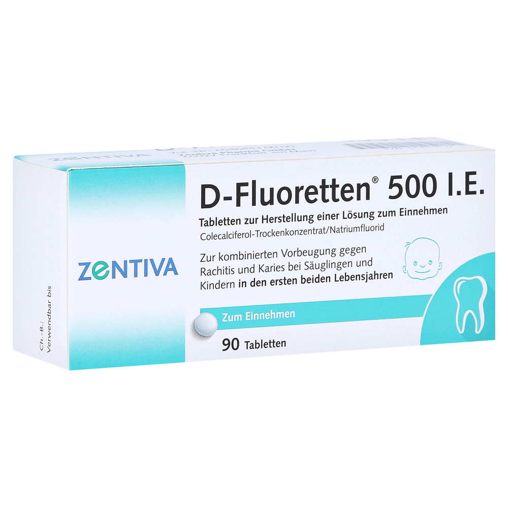 D-Fluoretten 500 I.E. Tabl.z.Herst.e.Lsg.z.Einnehmen Tabletten 90 Stück