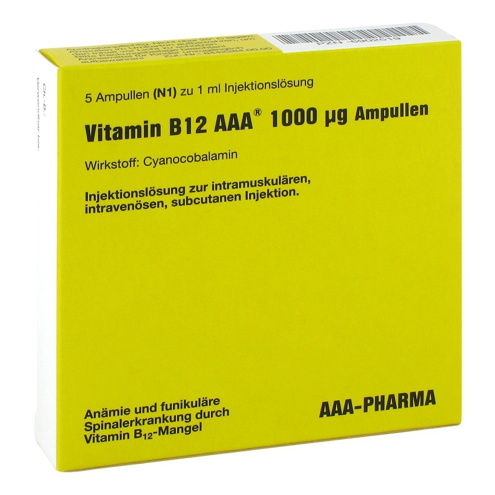 Vitamin B12 AAA 1.000 µg Ampullen Injektionslösung 5x1 Milliliter