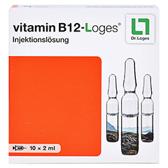 Vitamin B12-Loges Injektionslsung 2ml 10x2 Milliliter N2 - Vorderseite