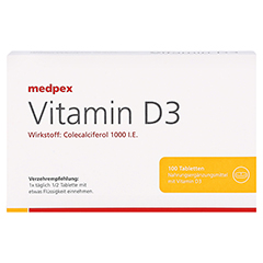 medpex Vitamin D3 100 Stück - Vorderseite