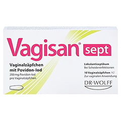 Vagisan sept Vaginalzpfchen mit Povidon-Iod 10 Stck N2 - Vorderseite