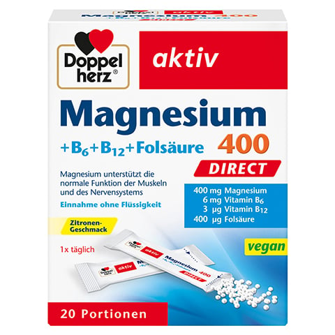 Doppelherz aktiv Magnesium 400 + B6 + B12 + Folsure Direkt 20 Stck