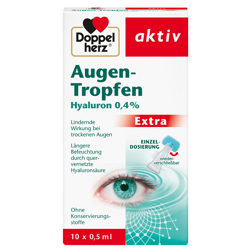 DOPPELHERZ Augen-Tropfen Hyaluron 0,4% Extra 10x0.5 Milliliter