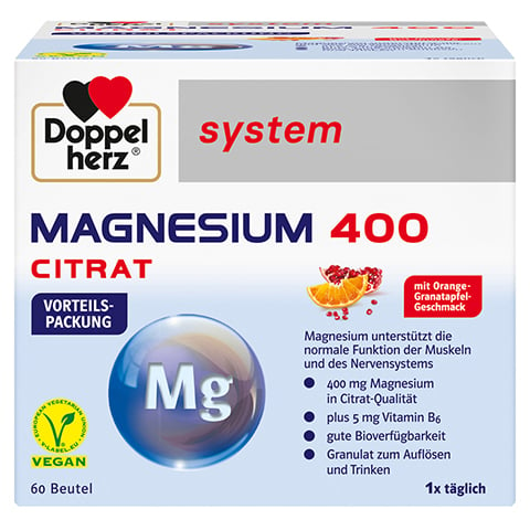 DOPPELHERZ Magnesium 400 Citrat system Granulat 60 Stück
