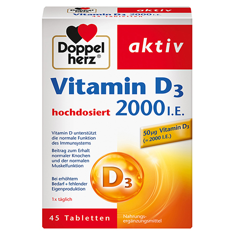 DOPPELHERZ Vitamin D3 2000 I.E. Tabletten 50 Stck