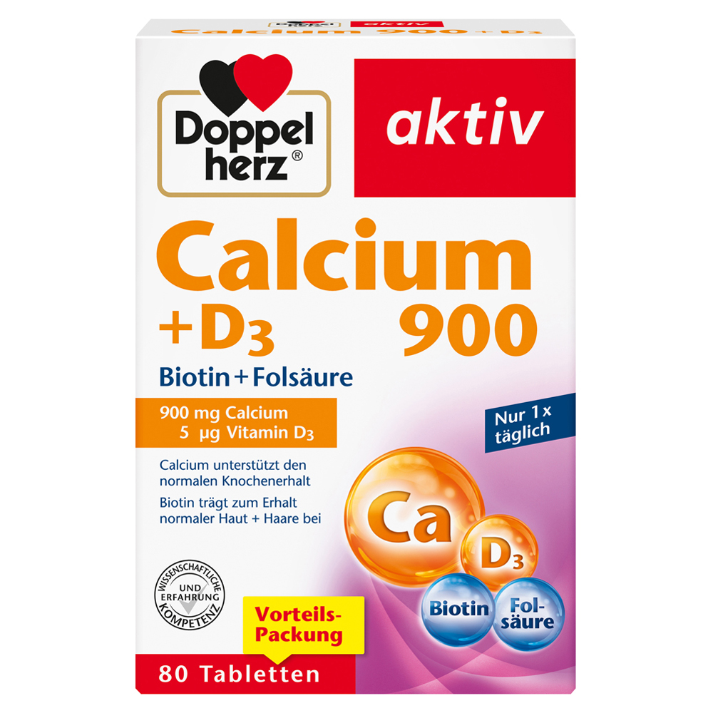 DOPPELHERZ Calcium 900+D3 Tabletten 80 Stück