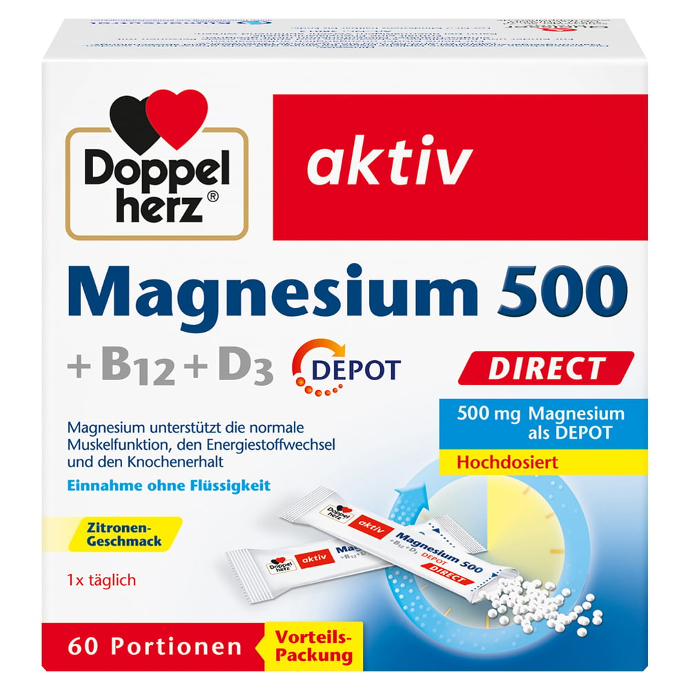 DOPPELHERZ Magnesium 500+B12+D3 Depot DIRECT Pell. 60 Stück