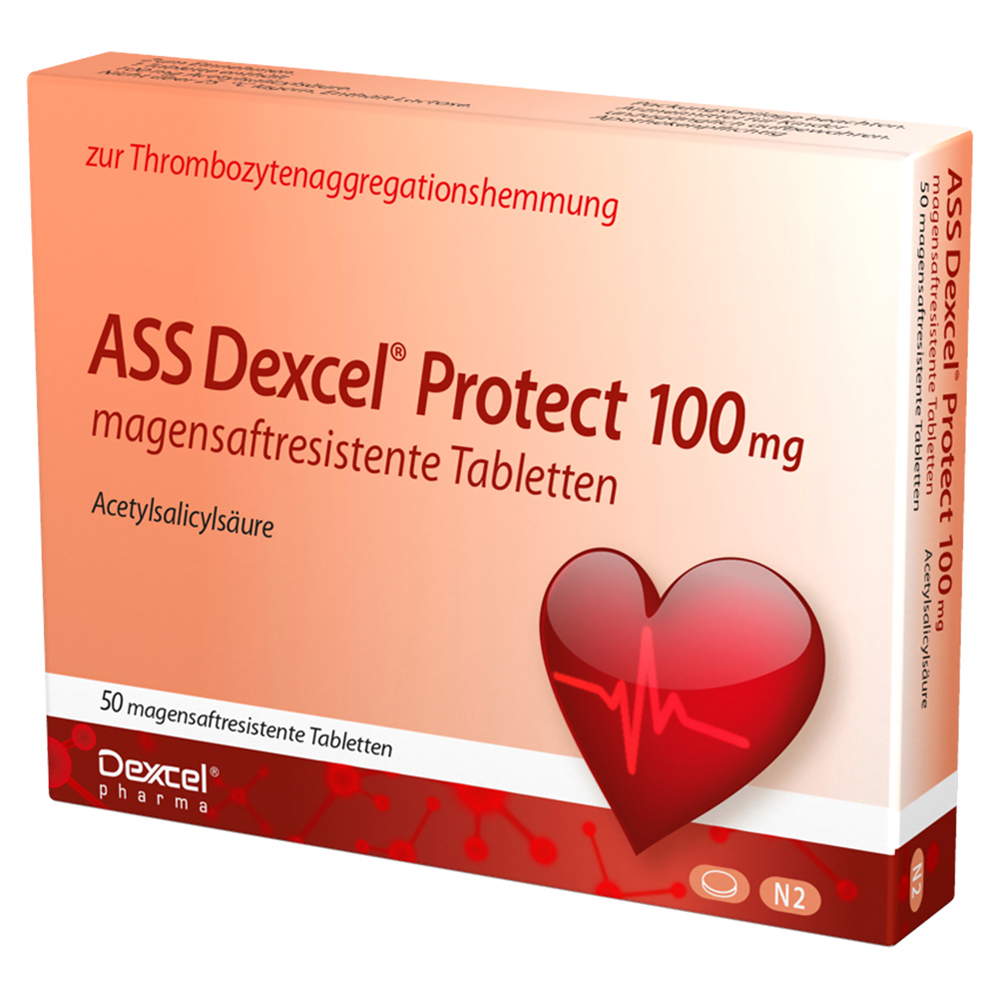 ASS Dexcel Protect 100mg Tabletten magensaftresistent 50 Stück