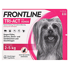 FRONTLINE Tri-Act Lsg.z.Auftropfen f.Hunde 2-5 kg 3 Stck - Vorderseite