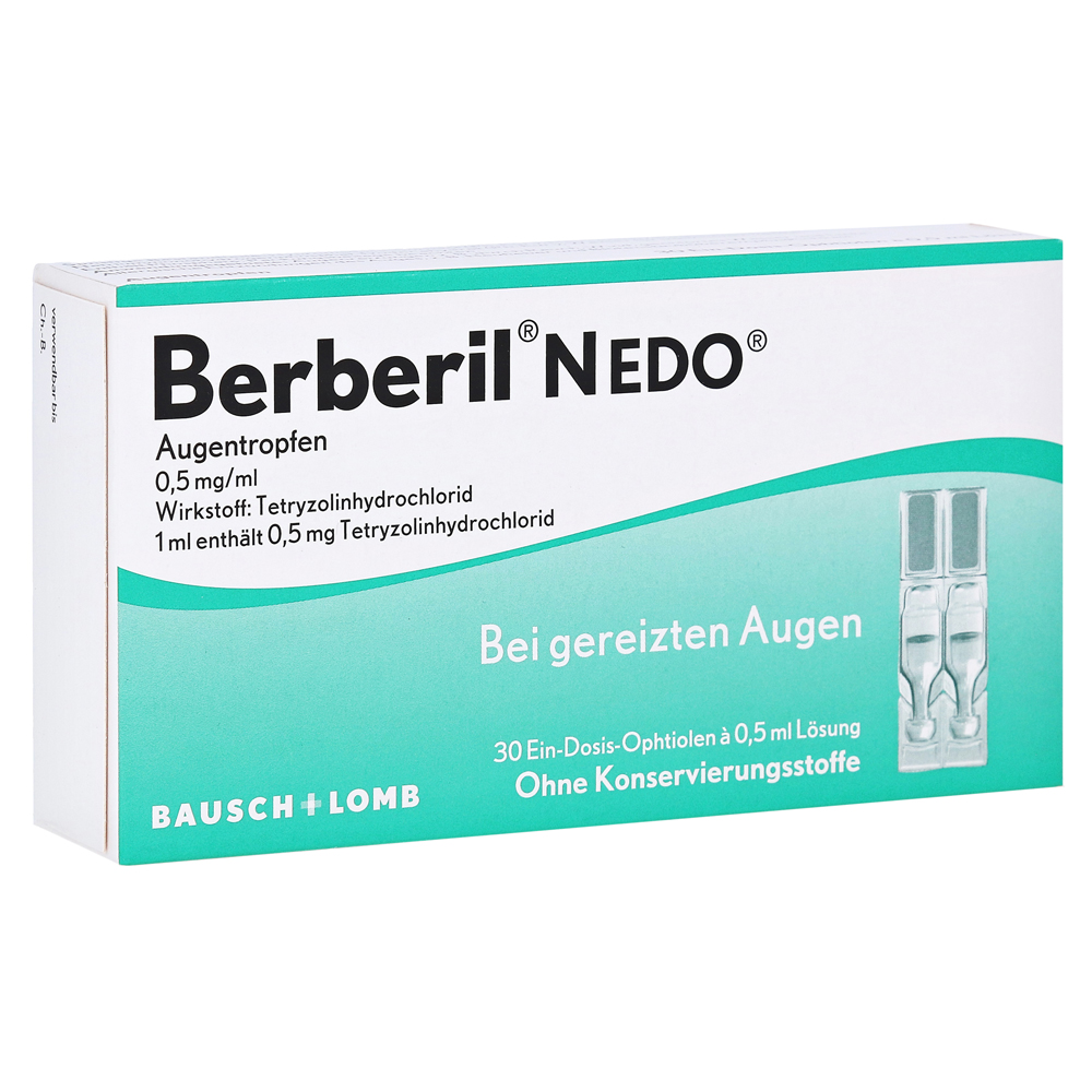 Berberil N EDO Augentropfen bei akut geröteten, gereizten Augen Augentropfen 30x0.5 Milliliter